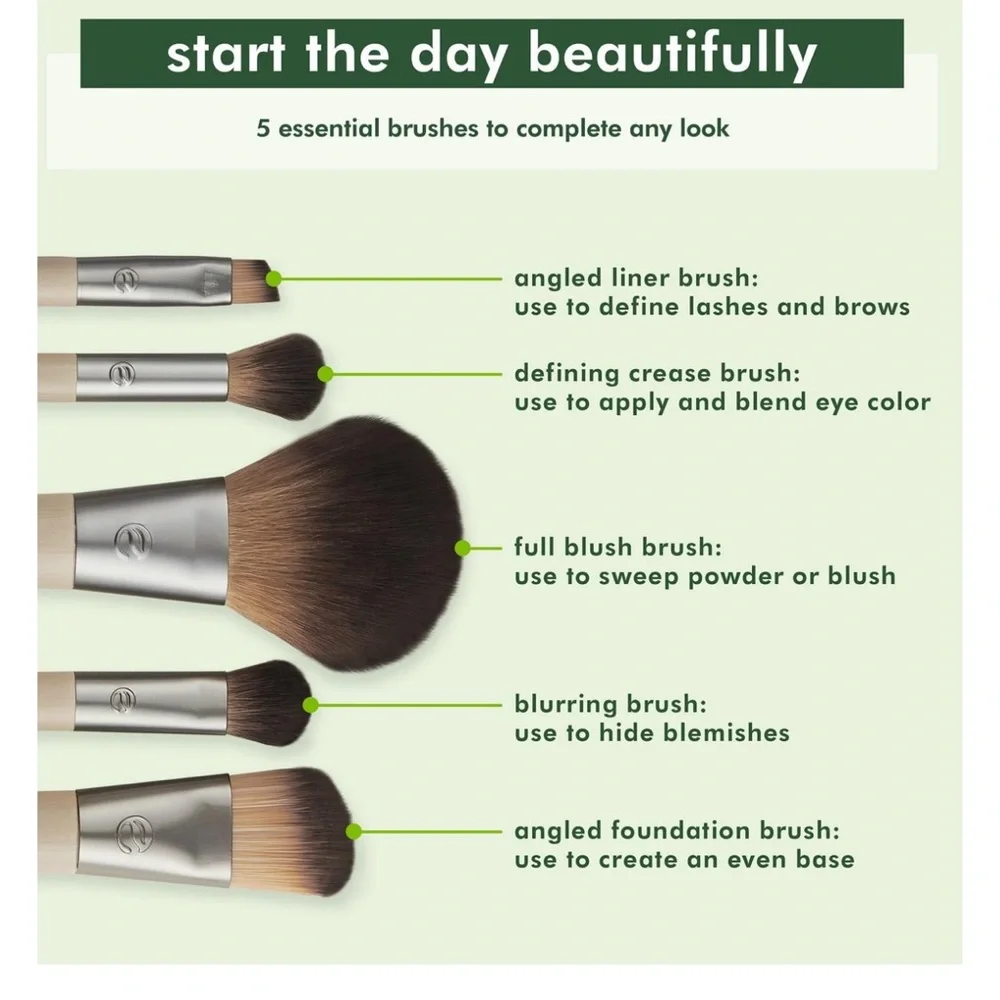 Ecotools Start the Day Beautifully Kit Makeup Brush Set 5 Brushes and Tin Gift